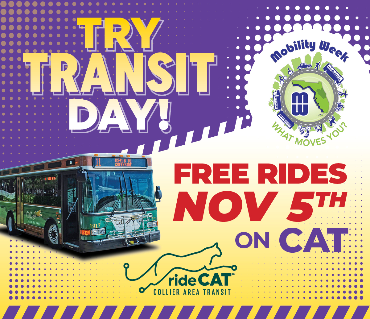 Try Transit Day! FREE Rides on November 5, 2021 Collier Area Transit