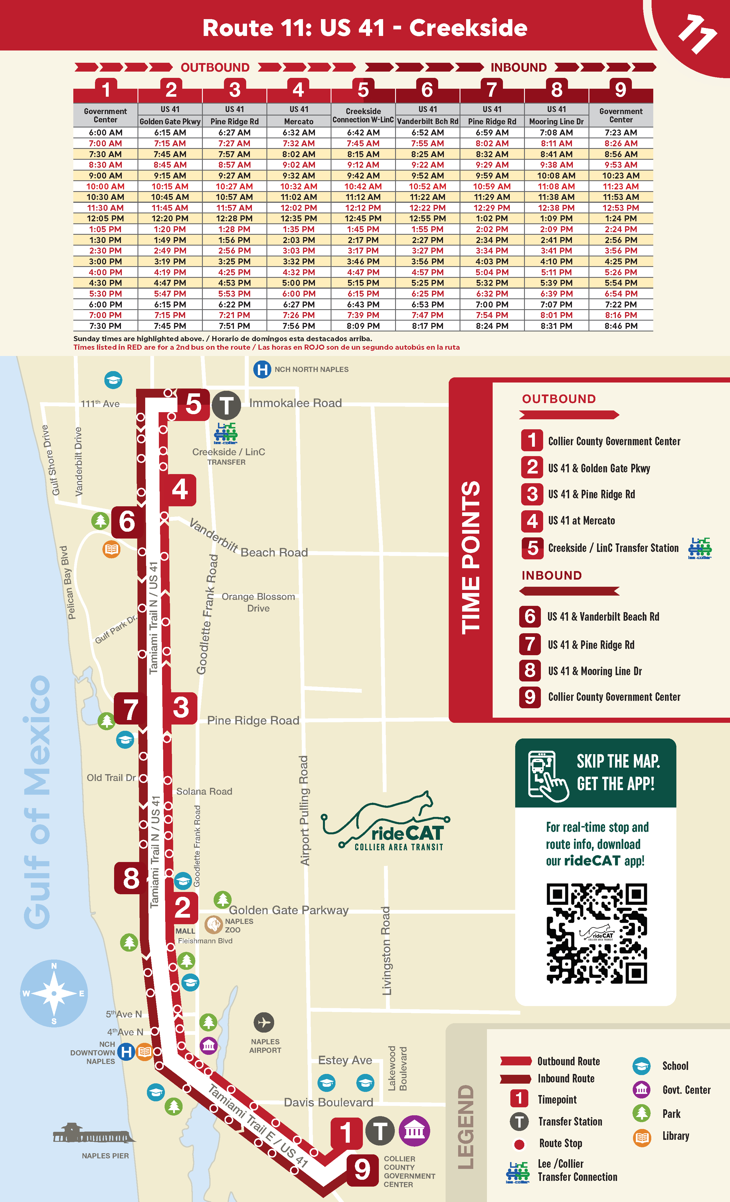 Cat Bus Route Map Naples Public Bus Schedules, Route Maps | Collier County Transit Service